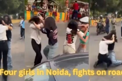 4 girls in Noida fights on road