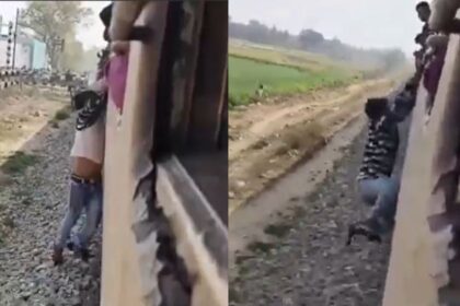 Man performs dangerous stunts on train, video viral होने के बाद पुलिस आई हरकत में 74 Man performs dangerous stunts