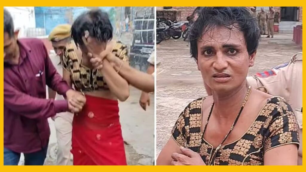 Male criminal dressed in saree gets arrested